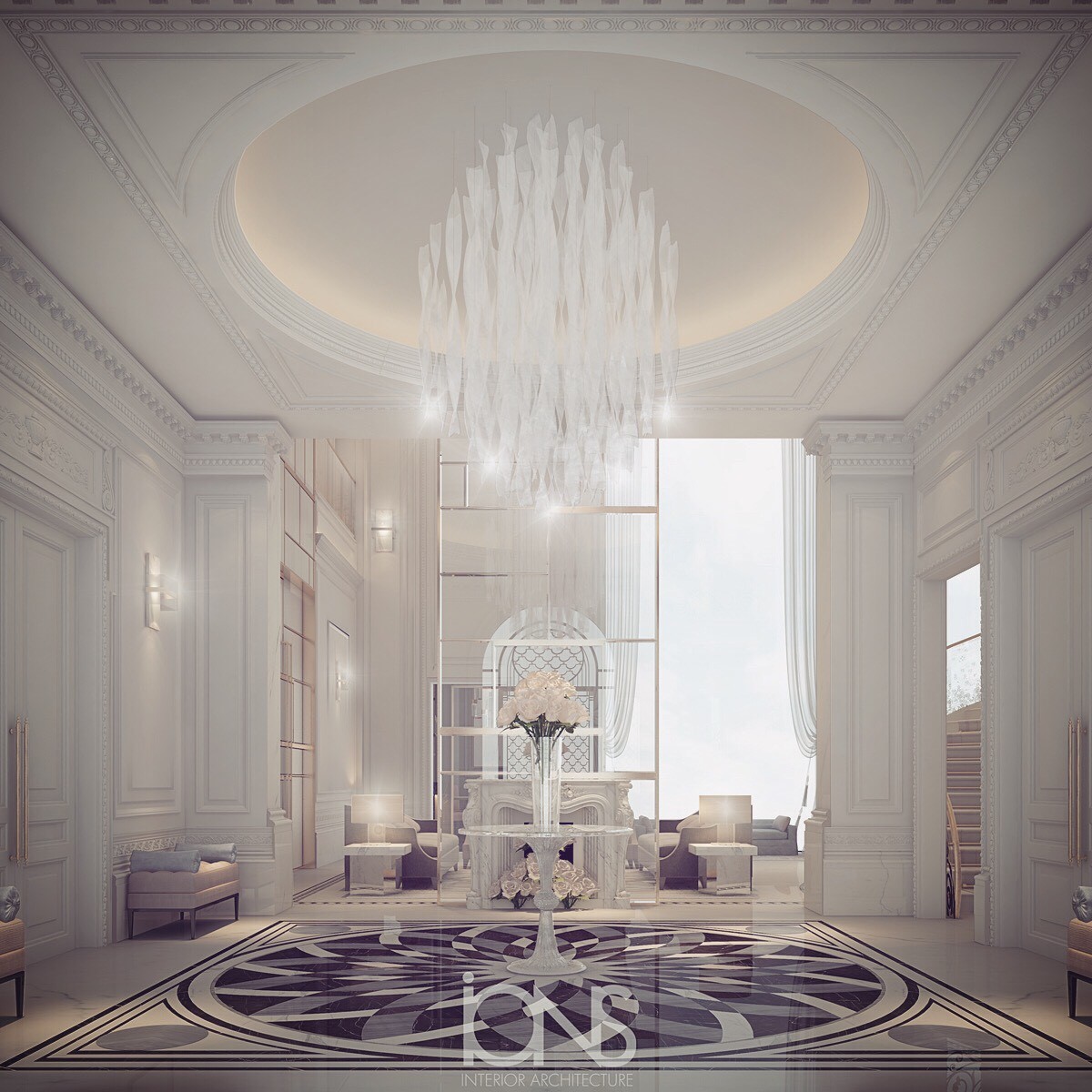 Grand lobby design . Private residence . Dubai
